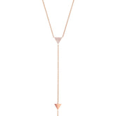 0.13ct 14k Rose Gold Diamond Pave Triangle Lariat Necklace